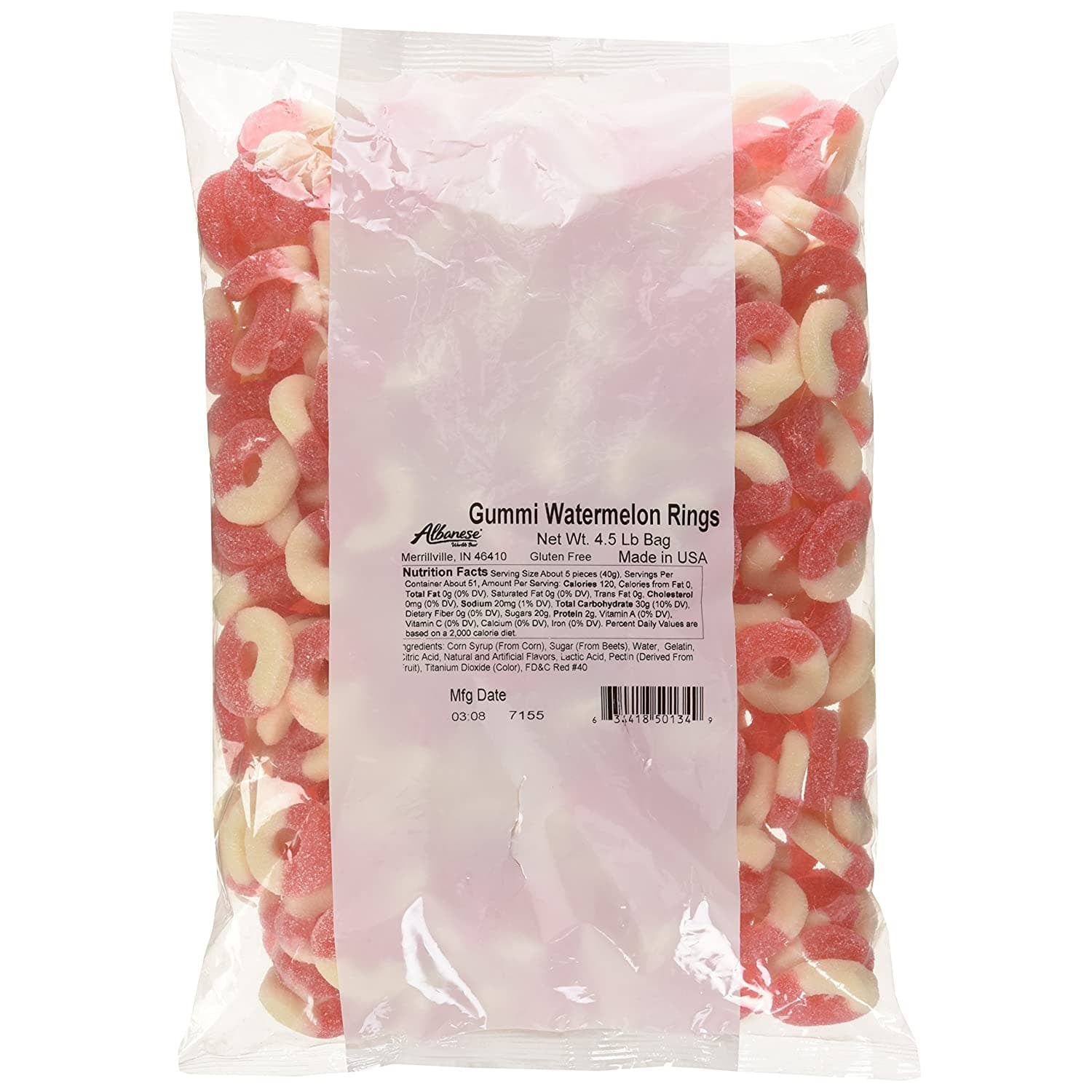 Albanese Confectionery-Gummi Watermelon Rings 4.5 lb. Bag-50134-Legacy Toys