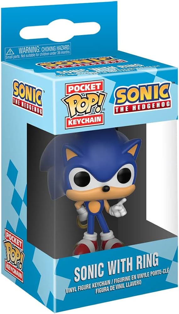 Funko-Sonic the Hedgehog - Sonic with Ring Funko Pocket Pop! Key Chain-FU20289-Legacy Toys