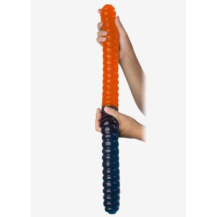 Giant Gummy Bears-Giant 3lb. Gummy Worm Two-Tone-12621-Orange / Blue Raspberry-Legacy Toys