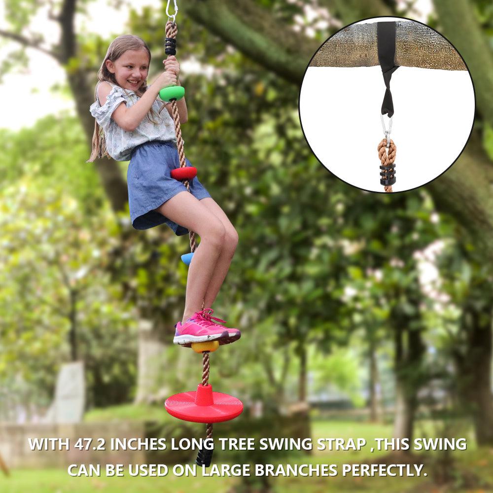Great Playthings-Climbing Rope Tree Swing with Platform Disc Swing Seat, Heavy Duty-GP1013-Legacy Toys