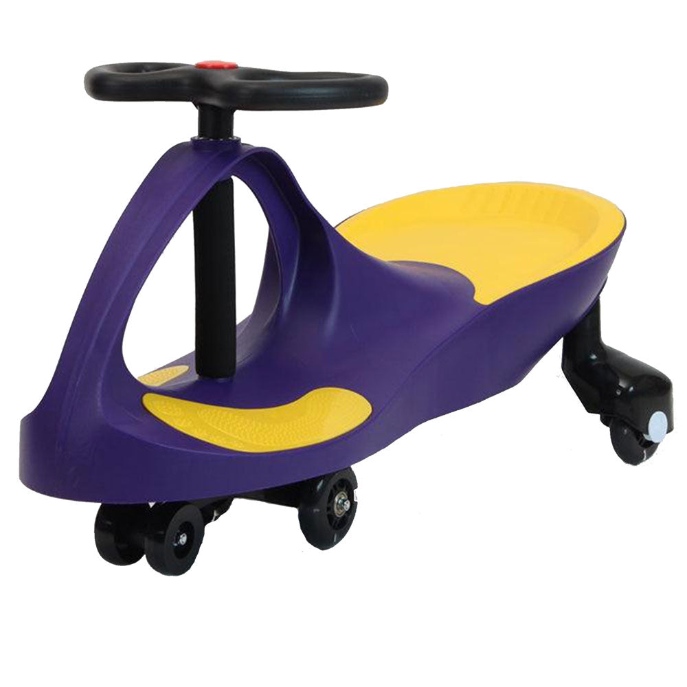 Great Playthings-Ride-On Wiggle Car with Light-Up Wheels, 3 Years & Up, Twist, Swivel & Go!-GP0206-Purple/Yellow-Legacy Toys