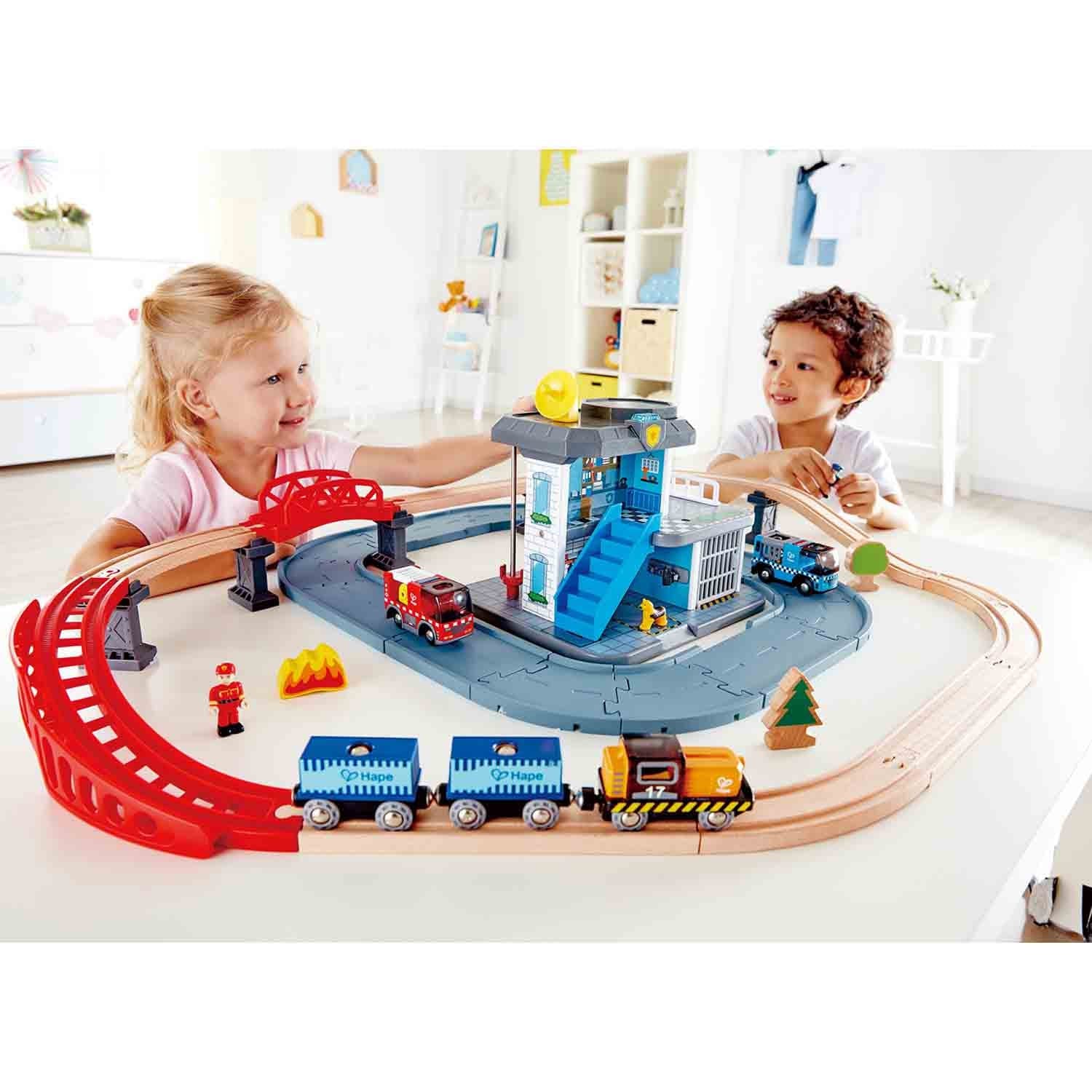 Hape-Emergency Services HQ Railway Train Set-E3736-Legacy Toys