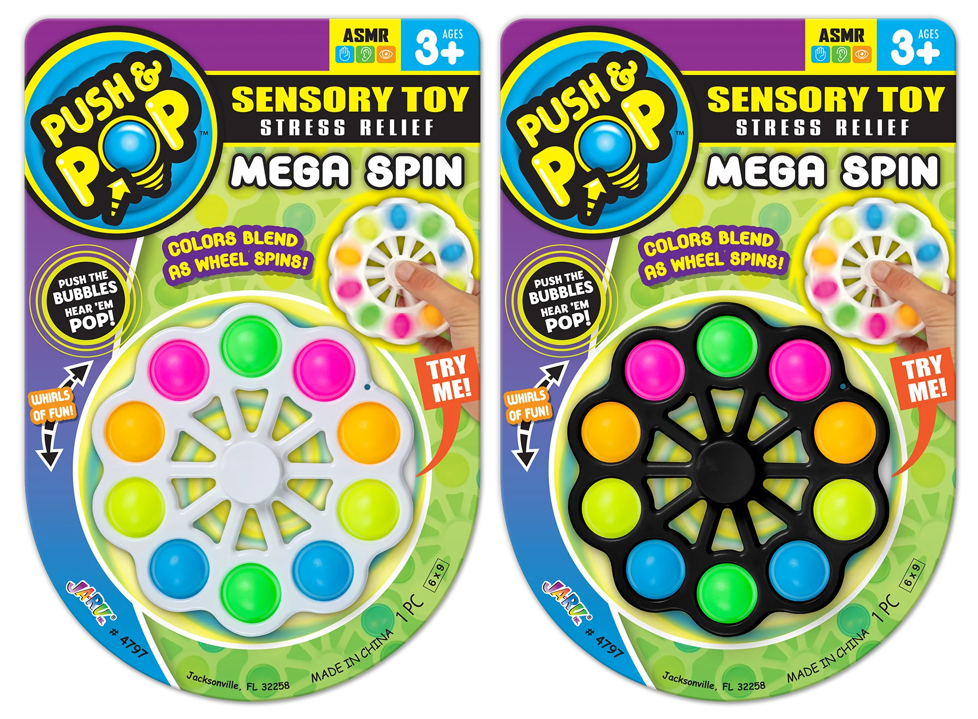 JA-RU-Push & Pop Sensory Toy Mega Spin-4797-Legacy Toys