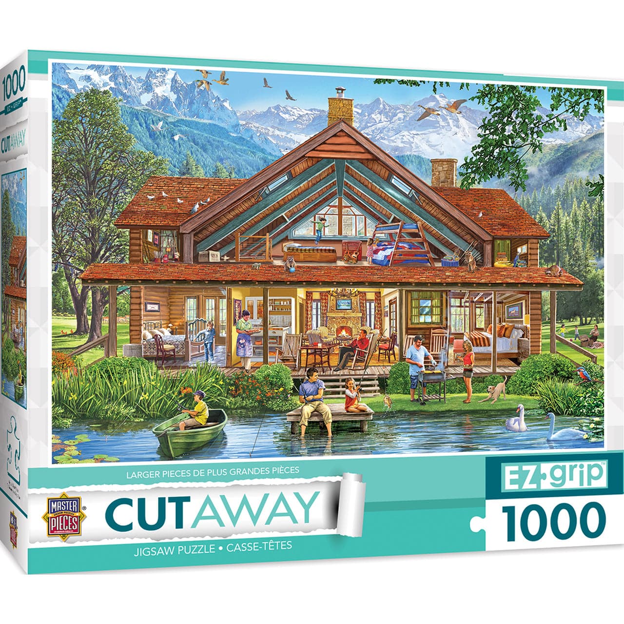 MasterPieces-Cutaways - Camping Lodge - 1000 Piece EZGrip Puzzle-71965-Legacy Toys
