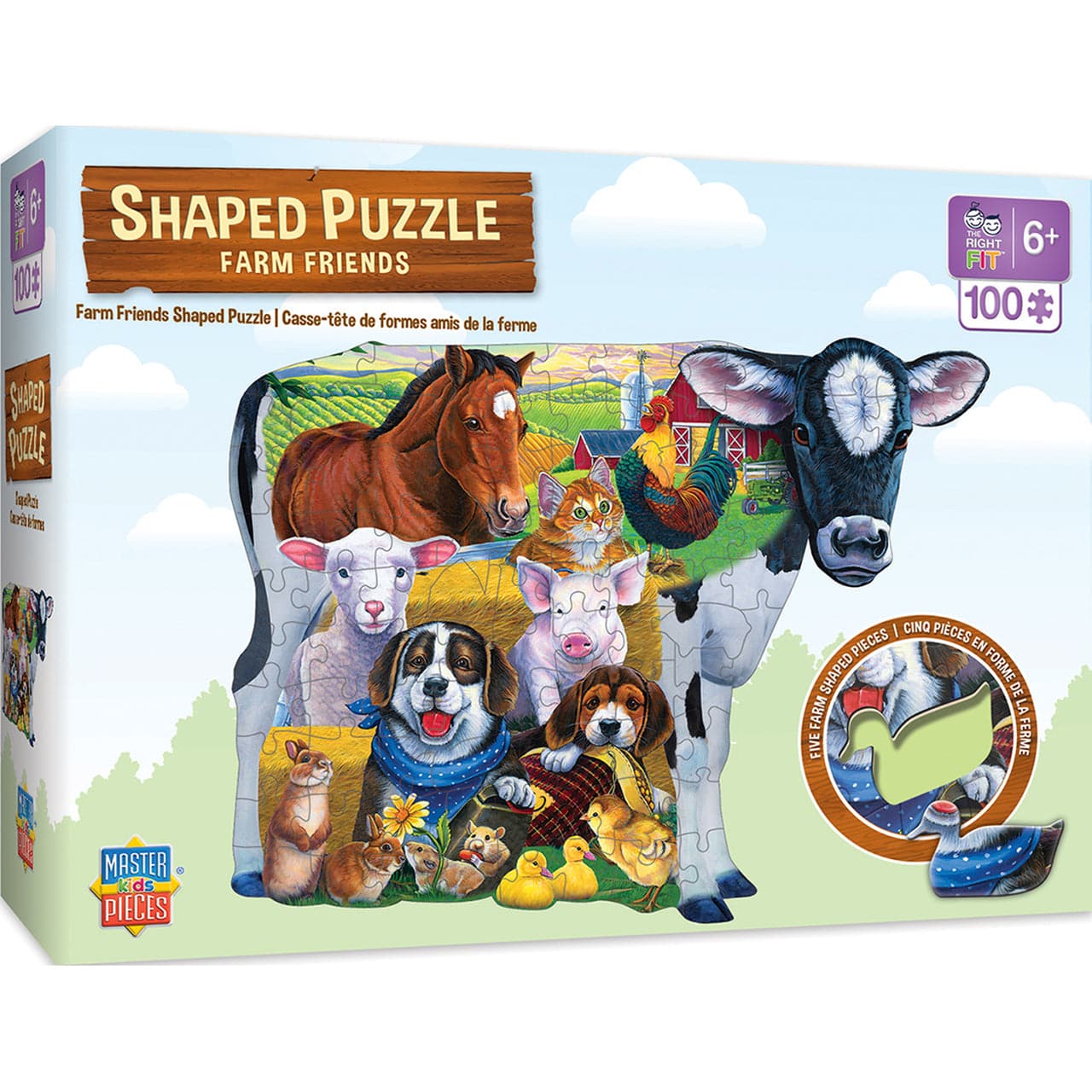 MasterPieces-Farm Friends - 100 Piece Shaped Puzzle-11707-Legacy Toys