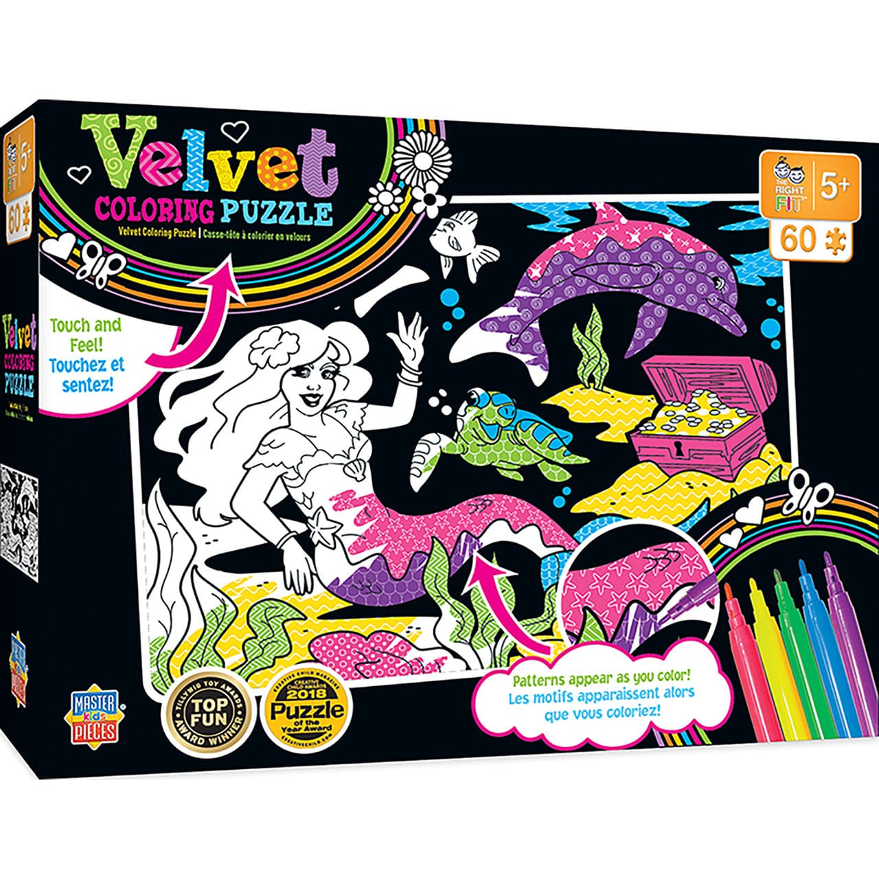 MasterPieces-Mermaid Velvet Coloring Right Fit - 60pc Puzzle-13078-Legacy Toys