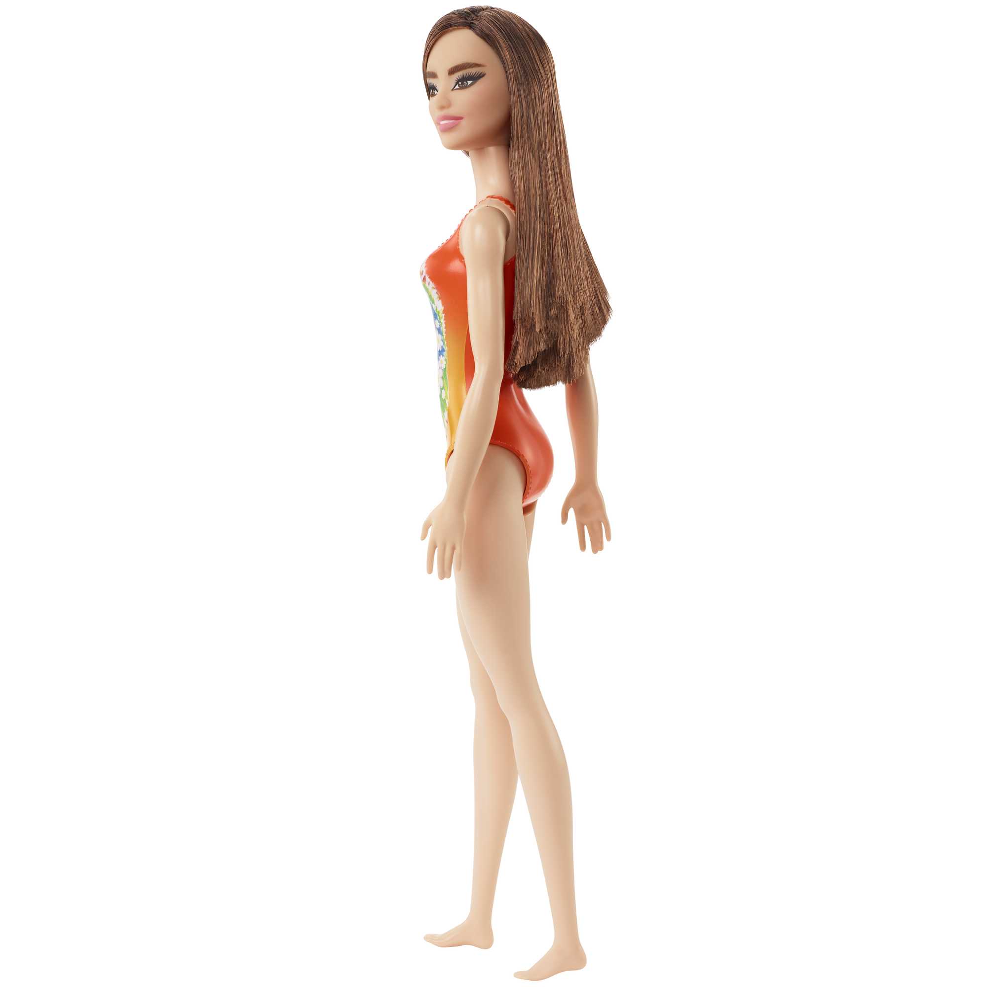 Mattel-Barbie Beach Doll Dark Hair with Orange Suit-HDC49-Legacy Toys