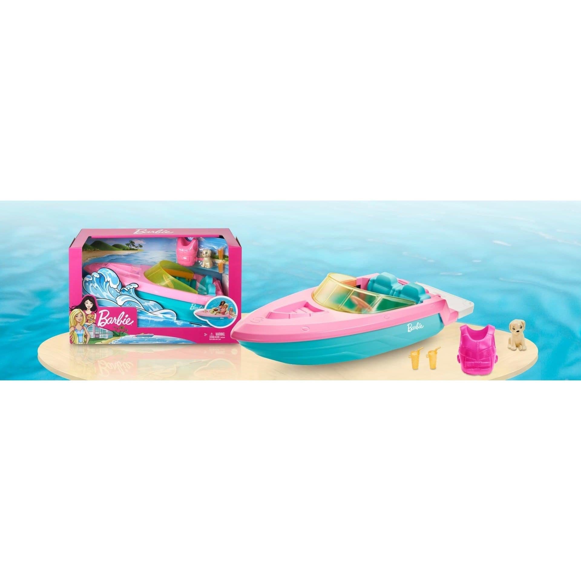 Mattel-Barbie Boat with Puppy and Accessories-GRG29-Legacy Toys