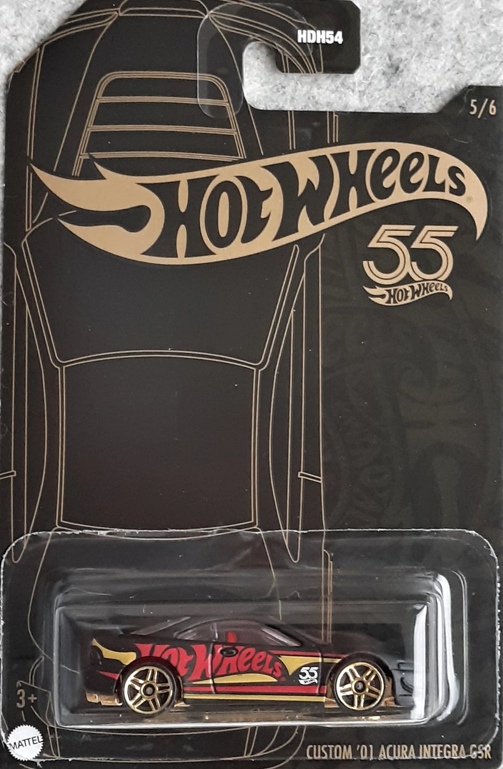 Mattel-Hot Wheels - 55th Anniversary Black and Yellow Series (2023) - Mix 2 - Custom '01 Acura Integra GSR-HLK07-Legacy Toys