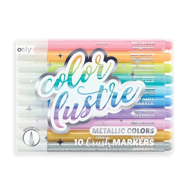 Ooly-Color Lustre Metallic Brush Markers - Set of 10-130-064-Legacy Toys