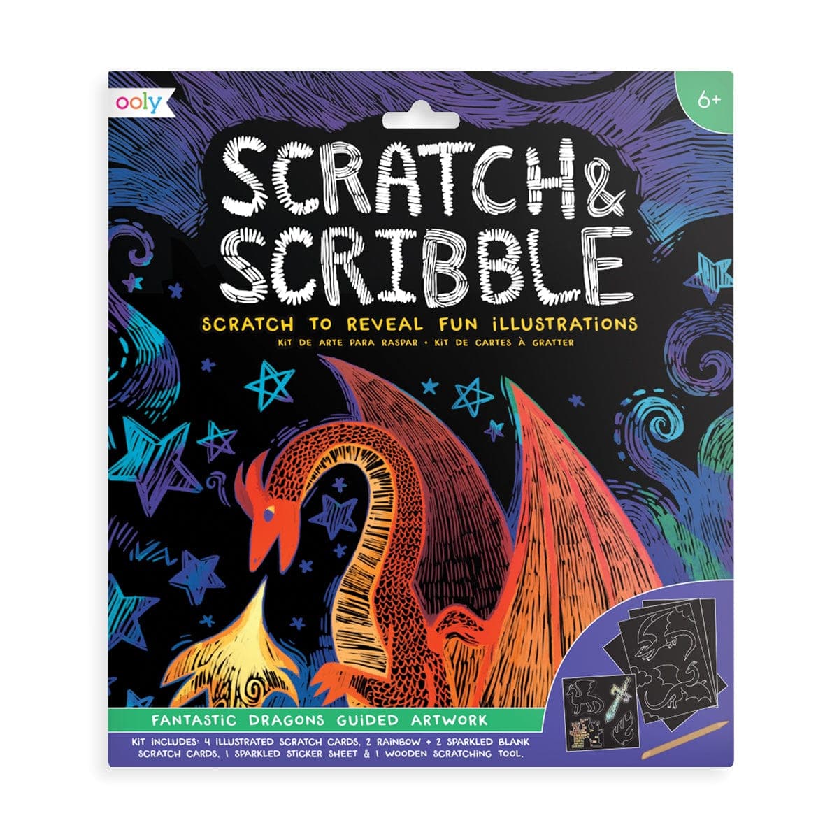 Ooly-Scratch and Scribble Scratch Art Kit - Fantastic Dragons-161-026-Legacy Toys