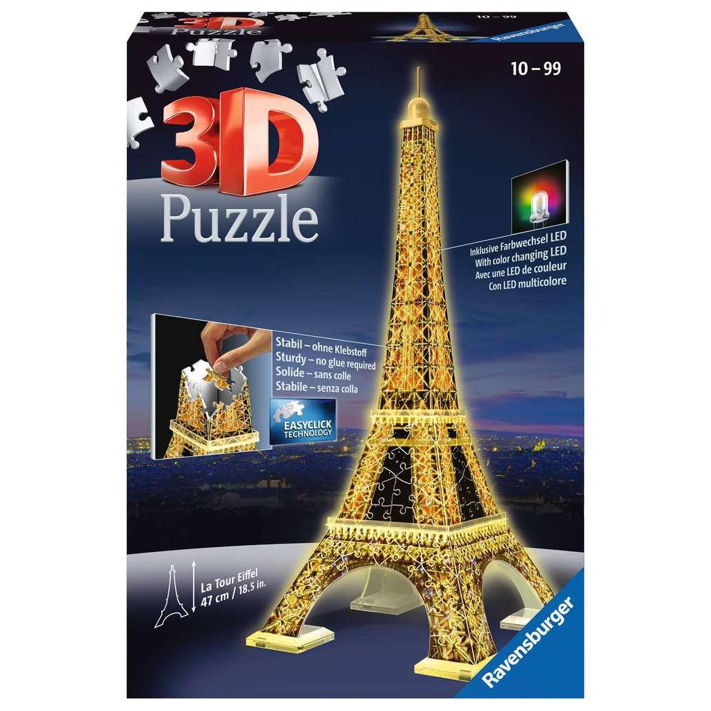 Ravensburger-Eiffel Tower - Night Edition 3D 216 Piece Puzzle-12579-Legacy Toys