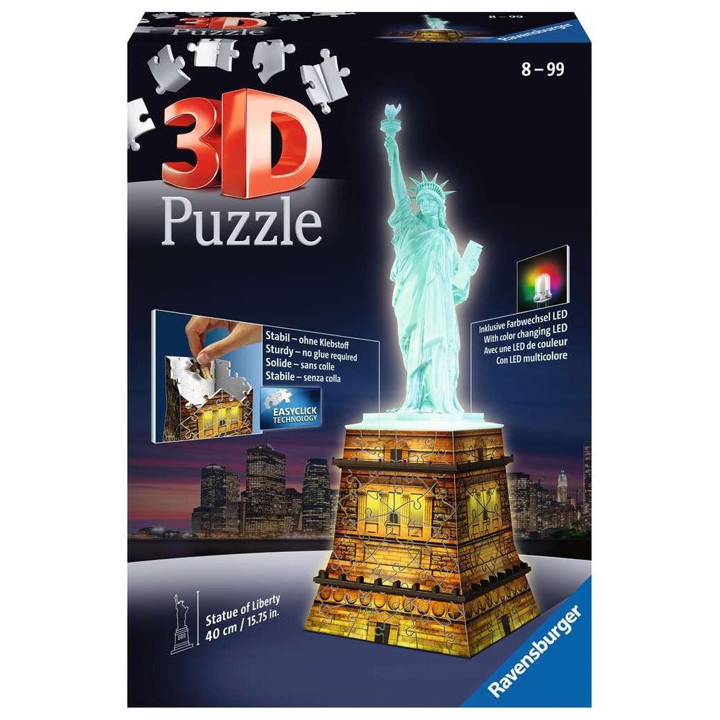 Ravensburger-Statue of Liberty - Night Edition 3D 108 Piece Puzzle-12596-Legacy Toys