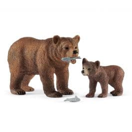Schleich-Grizzly Bear Mother with Cub--Legacy Toys