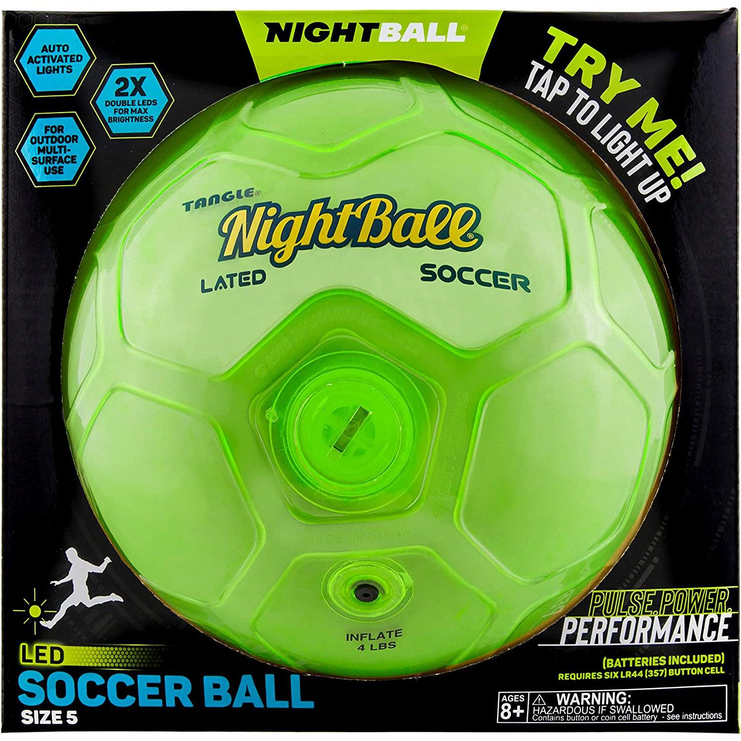 Tangle-Nightball Glow in the Dark Light Up Soccer Ball Green-12801-Legacy Toys