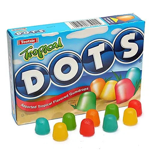 DOTS Tropical Fruit Flavored Gum Theater Drops oz. Box 6.5