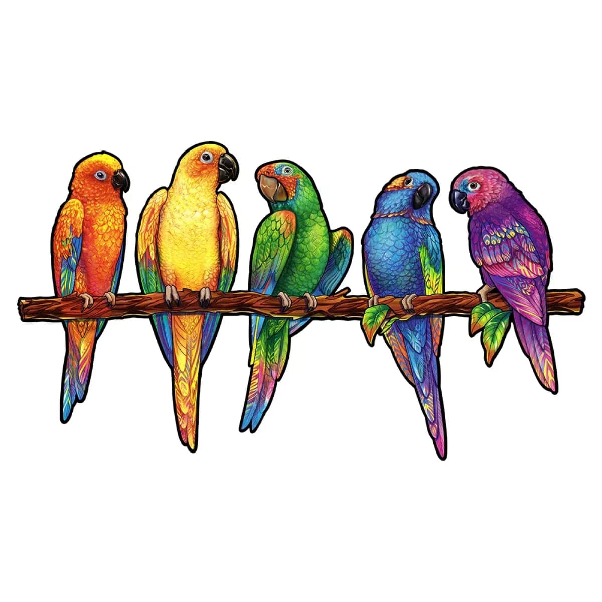 Unidragon-Playful Parrots Wooden Puzzle-UNI-PAR-S-Simple-Legacy Toys