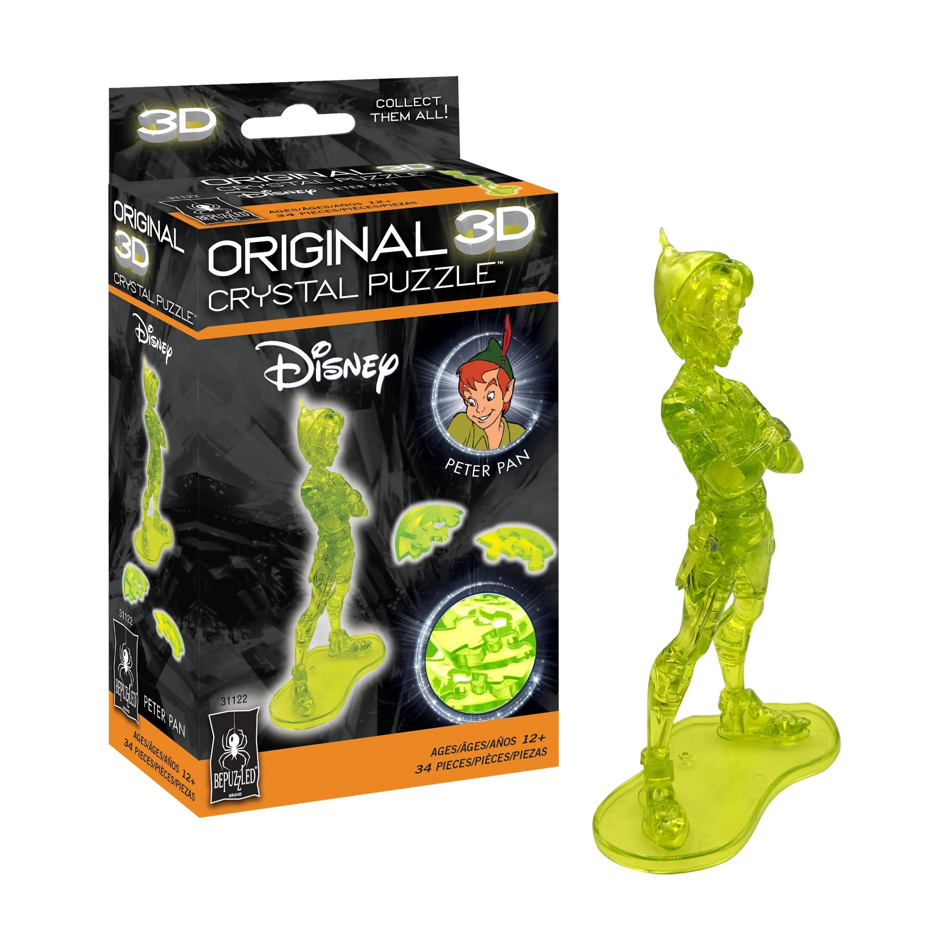 University Games-3D Crystal Puzzle - Peter Pan (green)-31122-Legacy Toys