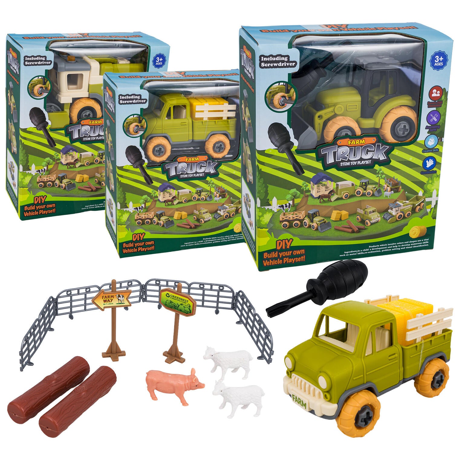Farm Truck STEM DIY Vehicle Playset, Assorted — 10722