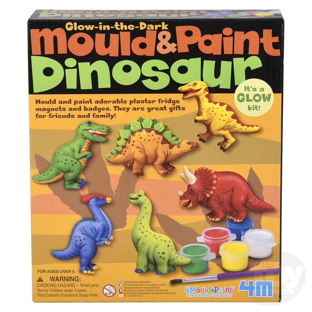 The Toy Network-Mould & Paint - Glow-In-The-Dark Dinosaur-4M-03514-Legacy Toys