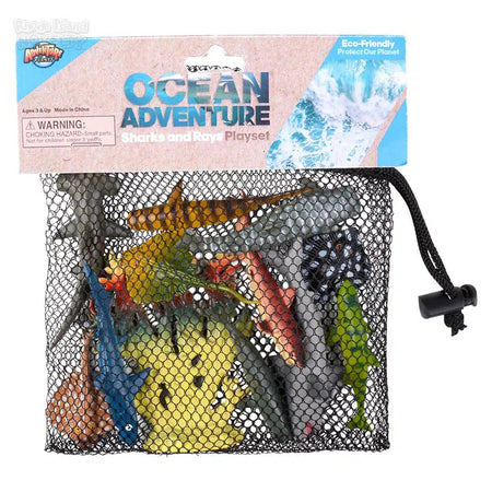 The Toy Network-12 Piece Shark And Ray Mesh Bag Play Set-AT-MTSHR-Legacy Toys