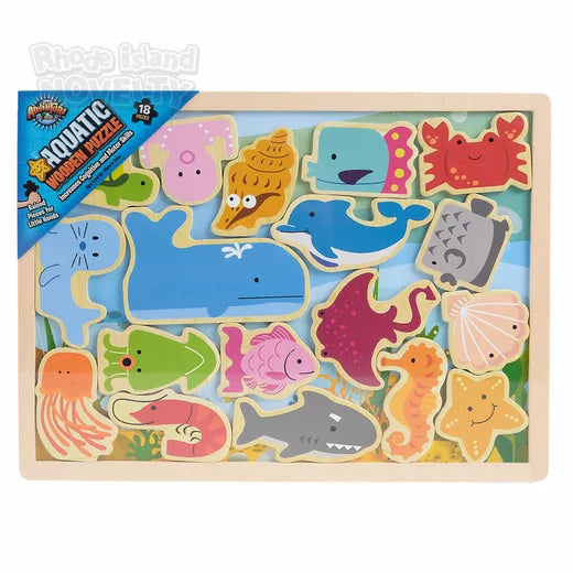 The Toy Network-18 Piece Wooden Aquatic Raised Up Puzzle-AG-WRAQU-Legacy Toys