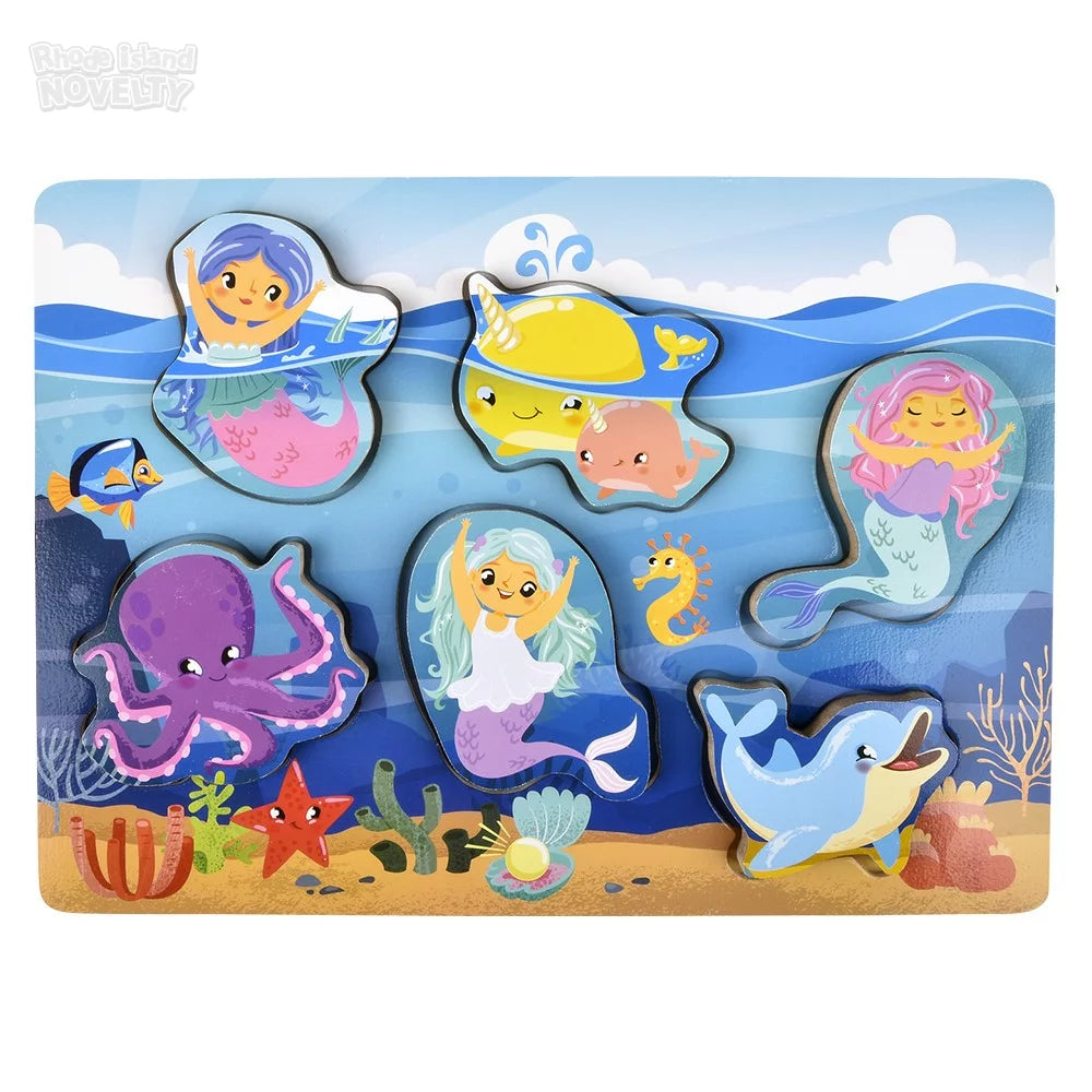 The Toy Network-6 Piece Chunky Mermaid Wooden Puzzle-AG-CHMER-Legacy Toys