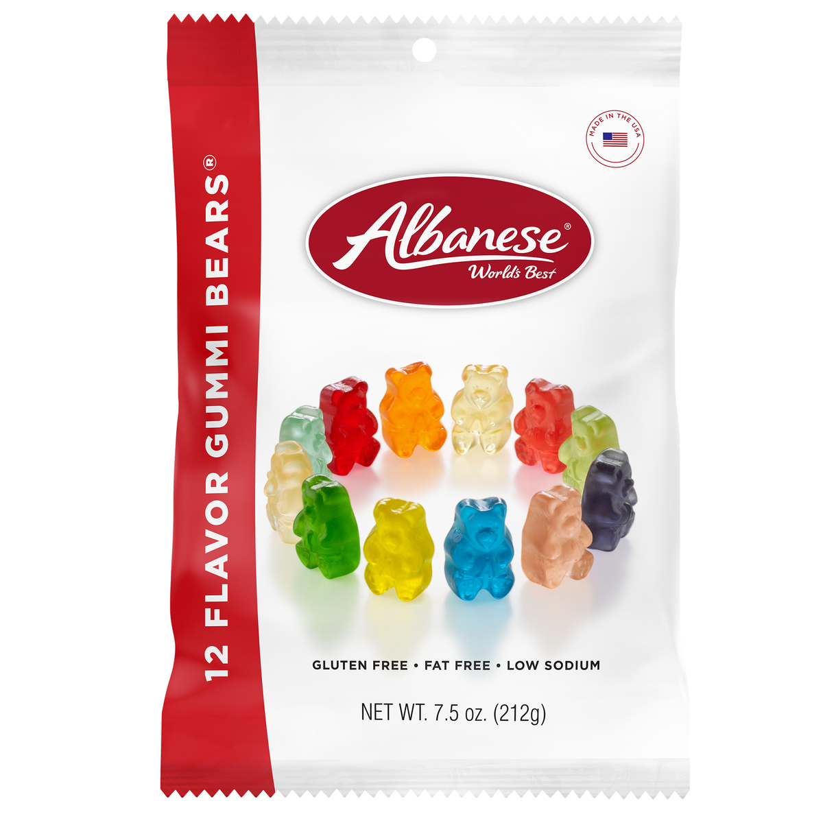 Albanese Confectionery-12 Flavor Gummi Bears 7.5 oz Peg Bag-53348-Legacy Toys
