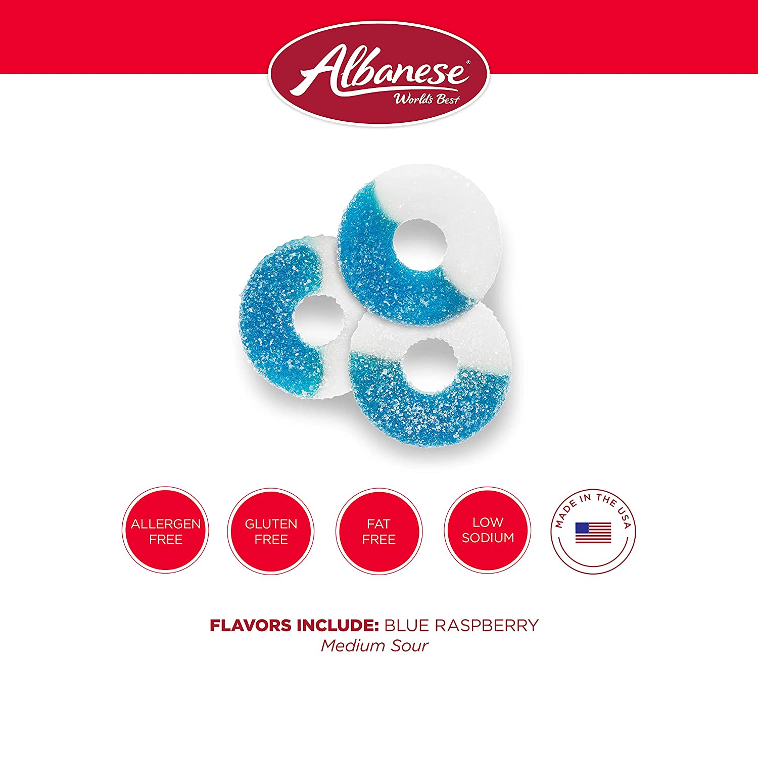 Albanese Confectionery-Gummi Blue Raspberry Rings 4.5 lb. Bag-50131-Legacy Toys