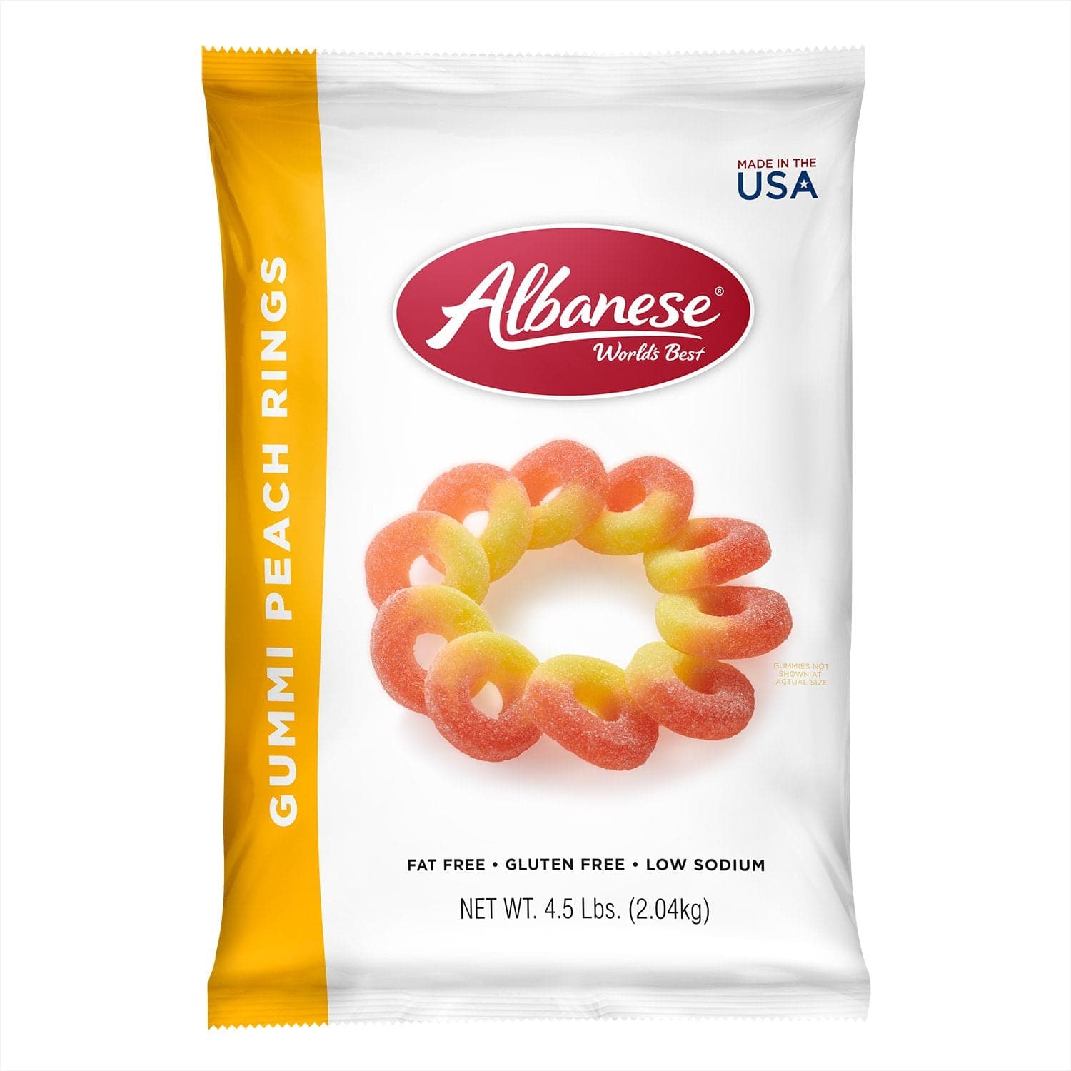 Albanese Confectionery-Gummi Peach Rings 4.5 lb. Bag-50129-Legacy Toys