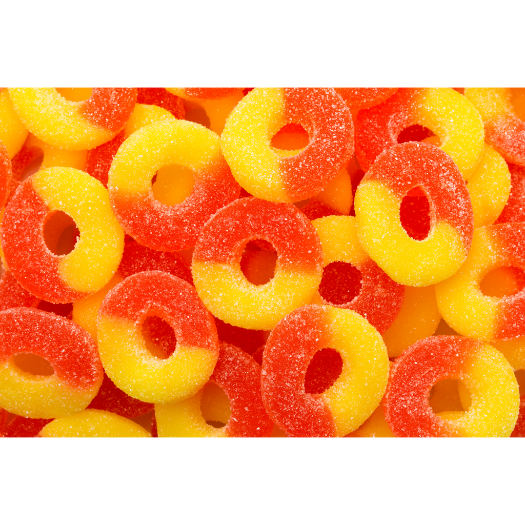 Albanese Confectionery-Gummi Peach Rings 7 oz. Peg Bag-53349-Legacy Toys