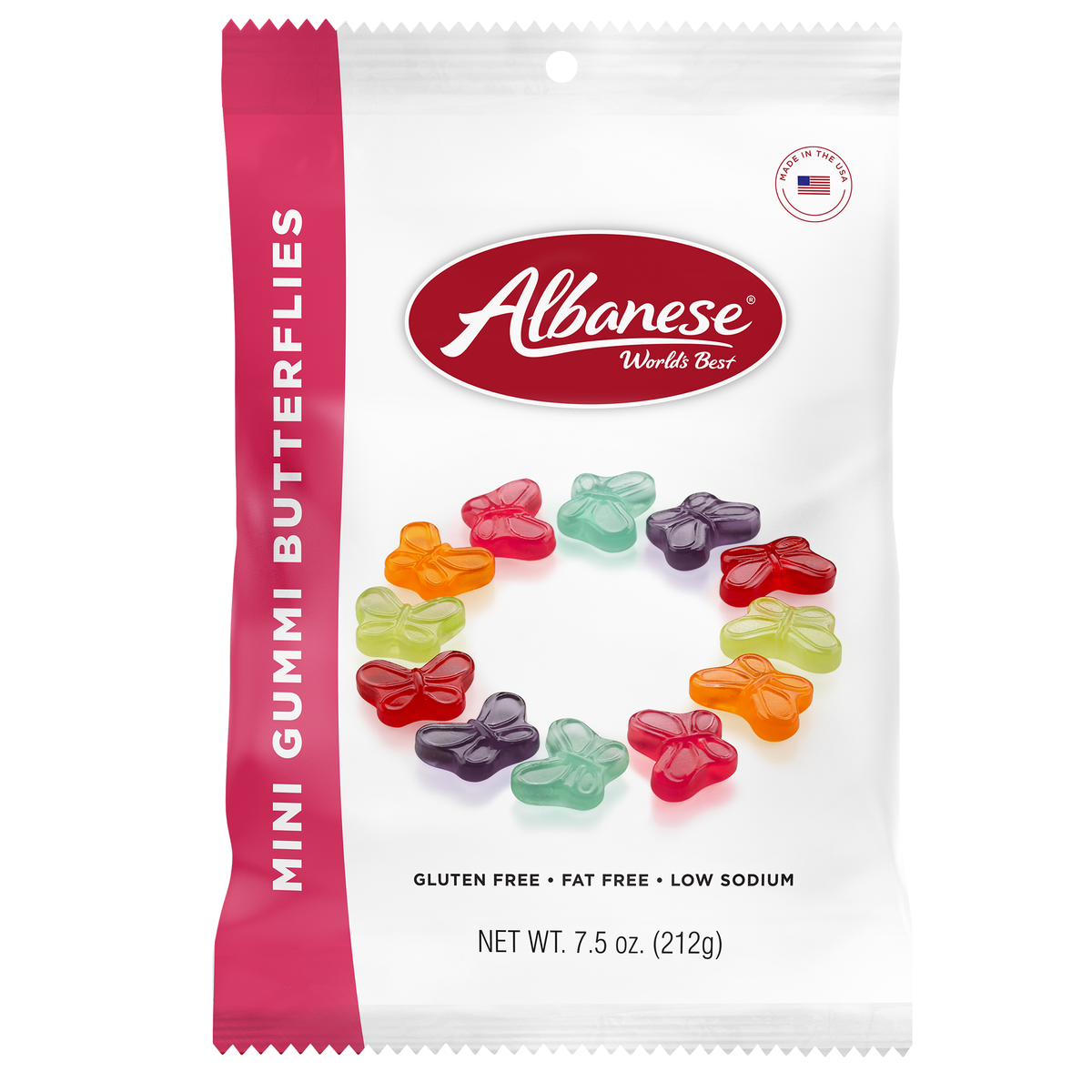 Albanese Confectionery-Mini Gummi Butterflies 7.5 oz. Peg Bag-53352-Legacy Toys