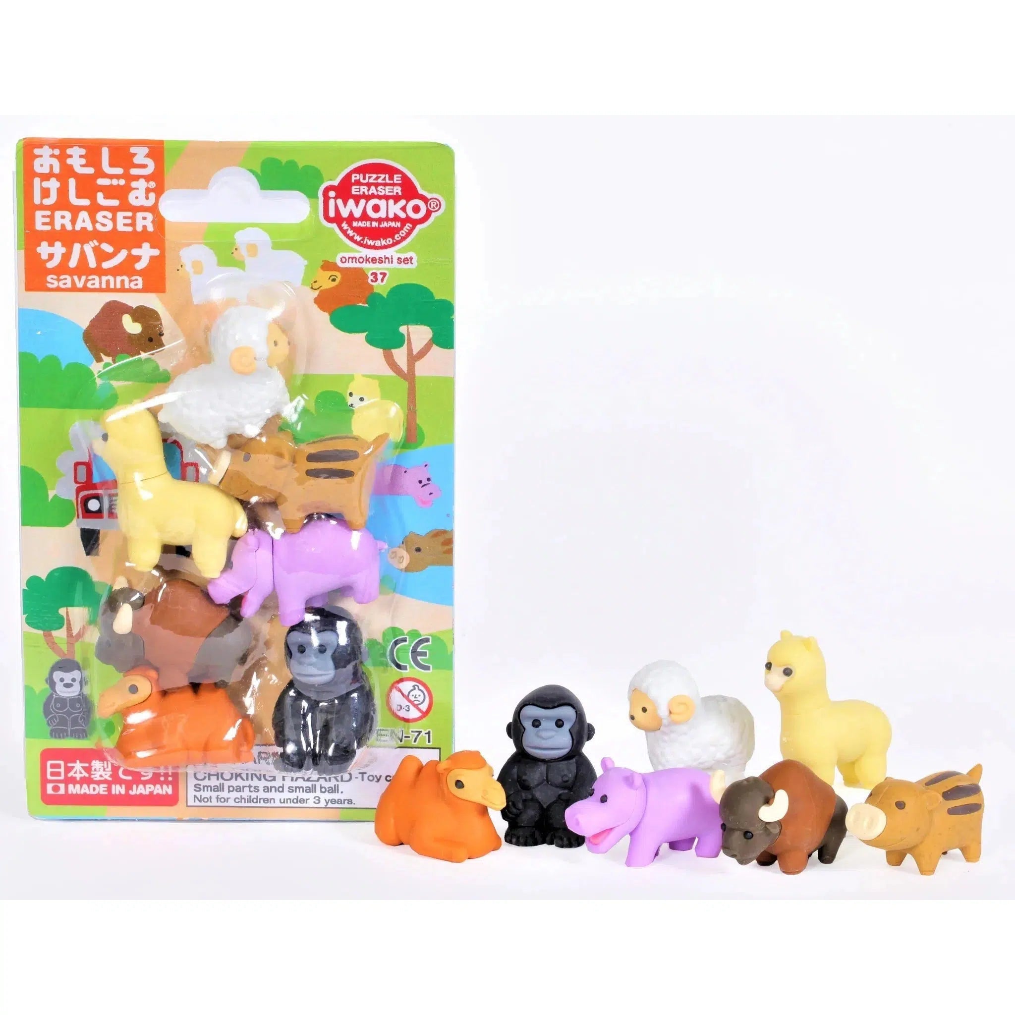 BC Mini-Iwako Savanna Animal Card-38290-Legacy Toys