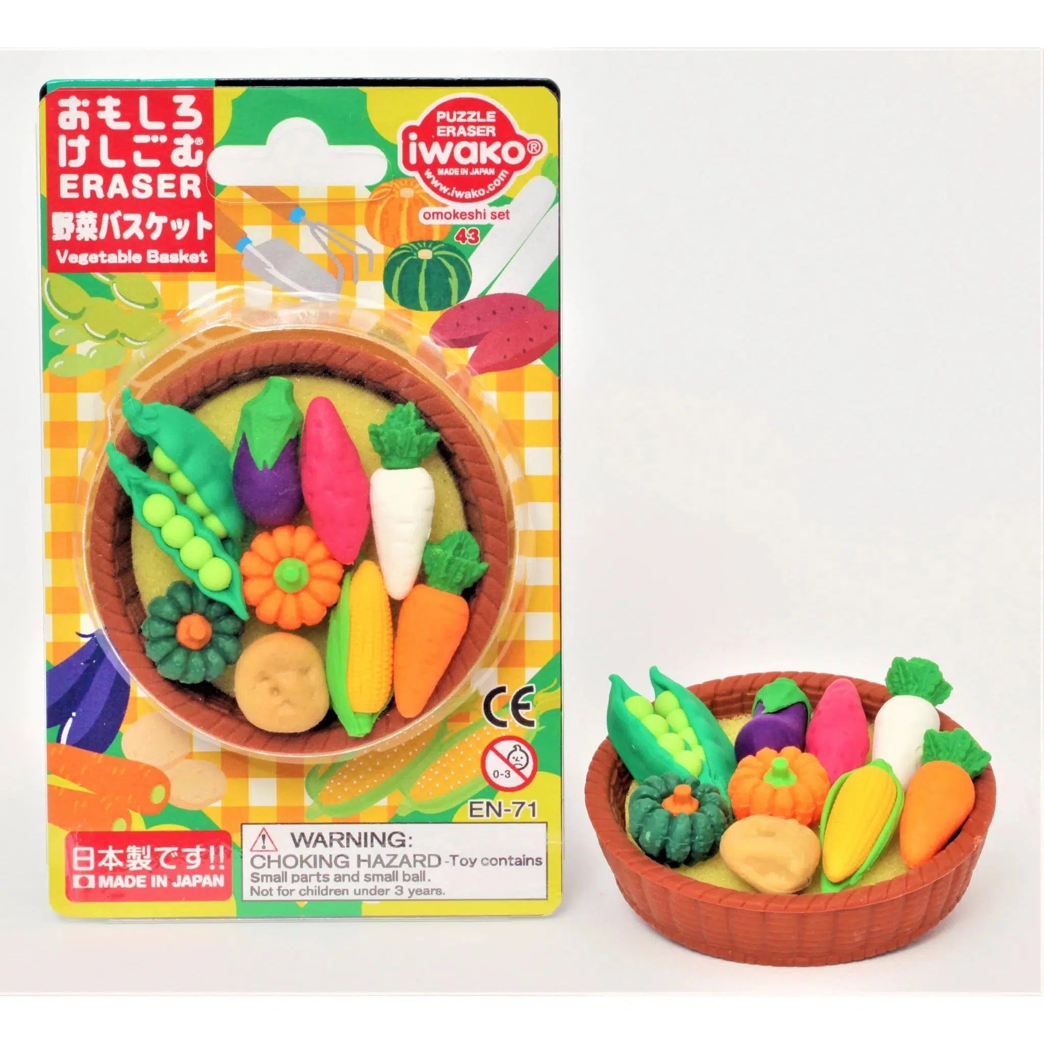 BC Mini-Iwako Vegetable Basket Eraser Card-38305-Legacy Toys