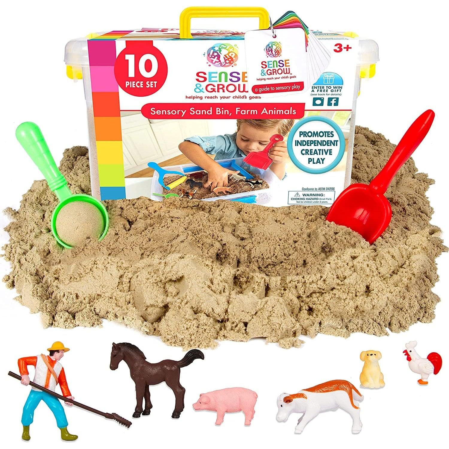 Be Amazing Toys-Sense & Grow Sensory Sand Bin - Farm Animals-61369-Legacy Toys