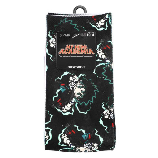 Bio World-My Hero Academia - Sublimated Print 3 Pair Youth Crew Socks-CRB0AUTMHAPP00-Legacy Toys