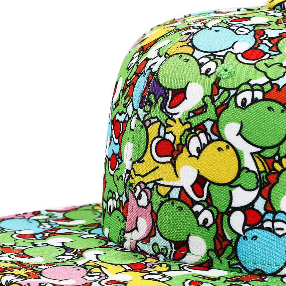 Bio World-Super Mario Yoshi Youth AOP Flat Bill Snapback Hat-SB9UTQSMBPP00-Legacy Toys