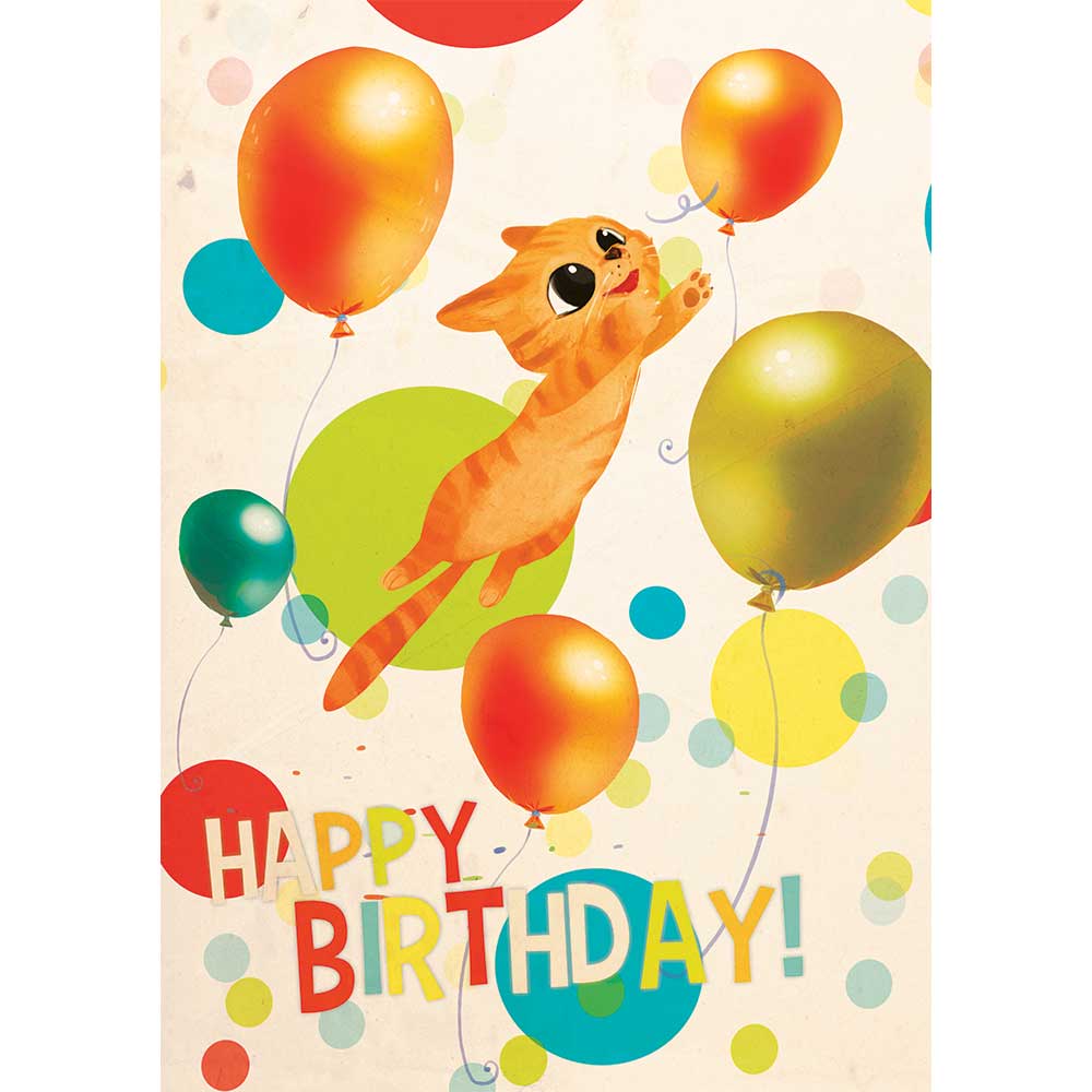 Blue Orange Games-Pop 'N Play Greeting Cards with Game-6902-Happy Birthday Kitty-Legacy Toys