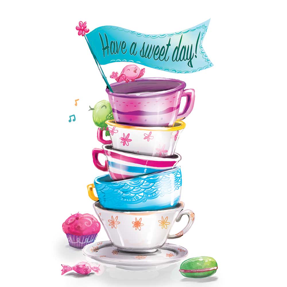 Blue Orange Games-Pop 'N Play Greeting Cards with Game-6908-Sweet Day Tea Party-Legacy Toys