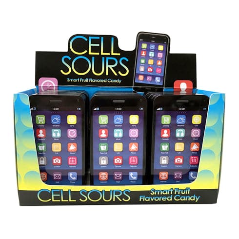 Boston America-Cell Sours Smart Fruit Flavored Candy Tin-5711-Box of 18-Legacy Toys