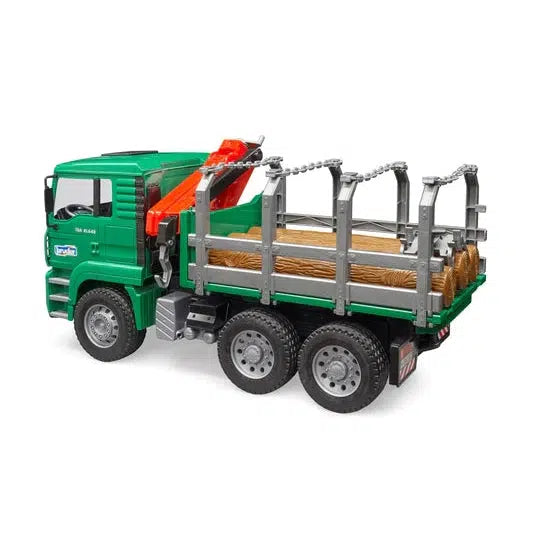 Bruder-MAN TGA Timber Truck with Loading Crane with 3 Logs-02769-Legacy Toys