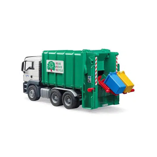 Bruder-MAN TGS Rear Loading Garbage Truck - Green-03763-Legacy Toys