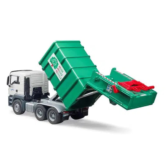 Bruder-MAN TGS Rear Loading Garbage Truck - Green-03763-Legacy Toys