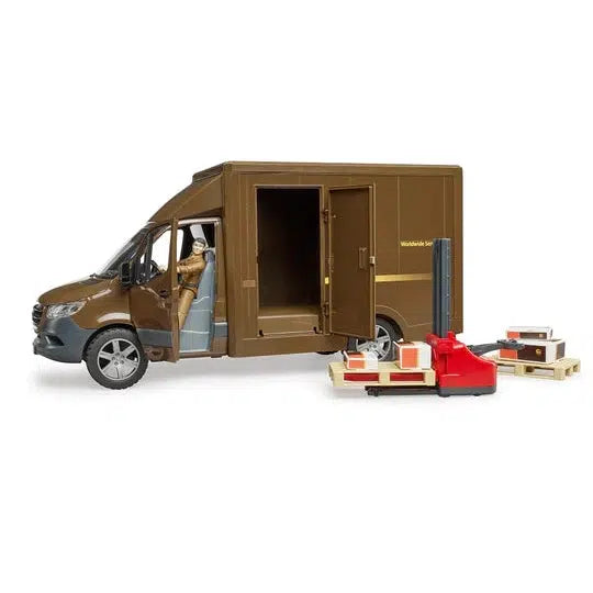 Bruder-MB Sprinter UPS Truck with Manually Operated Pallet Jack-02678-Legacy Toys