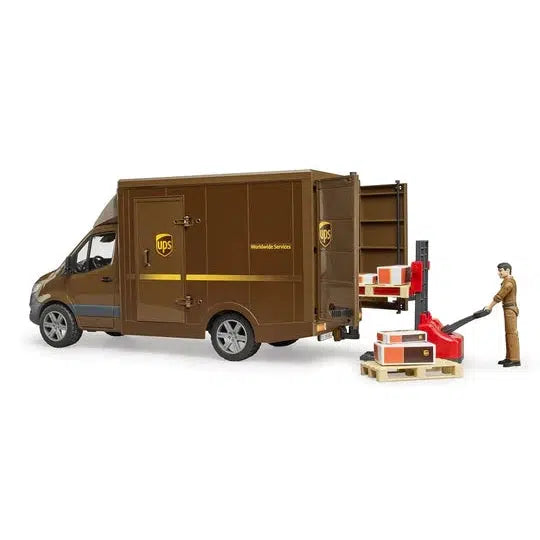 Bruder-MB Sprinter UPS Truck with Manually Operated Pallet Jack-02678-Legacy Toys