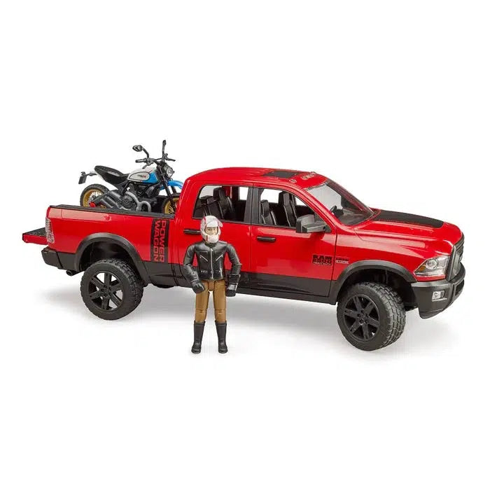 Bruder-RAM 2500 Power Wagon with Scrambler Ducati Desert Sled-02502-Legacy Toys