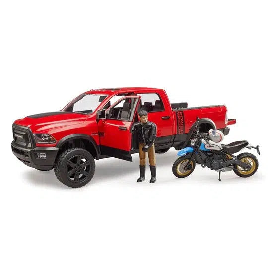 Bruder-RAM 2500 Power Wagon with Scrambler Ducati Desert Sled-02502-Legacy Toys