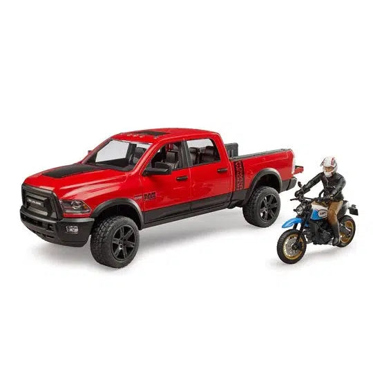 Bruder-RAM 2500 Power Wagon with Scrambler Ducati Desert Sled-02502-Legacy Toys