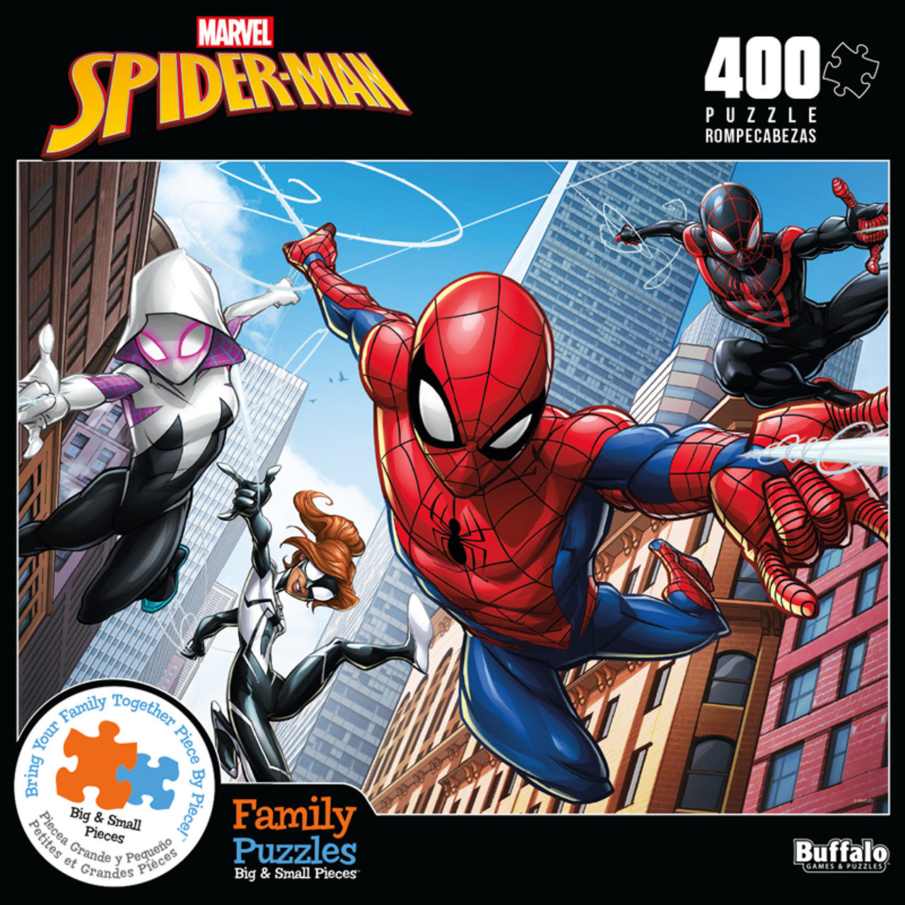 Buffalo Games-Family Puzzle: Marvel: Spider-Man: Web Spinning - 400 Piece Puzzle-22004-Legacy Toys