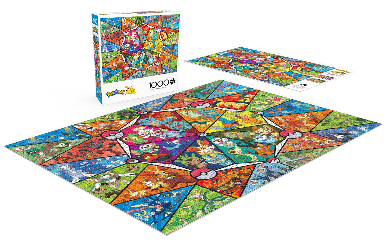 Buffalo Games-Pokémon: Stained Glass Starters - 1000 Piece Puzzle-11833-Legacy Toys